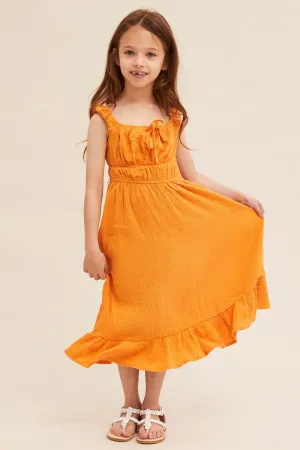 Yellow Kids Gathering Bust Midi Dress Port Side