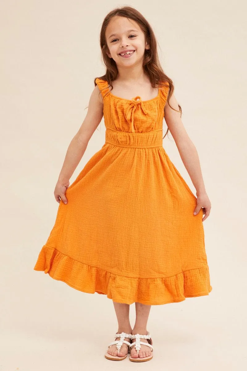 Yellow Kids Gathering Bust Midi Dress Star Rise slow life