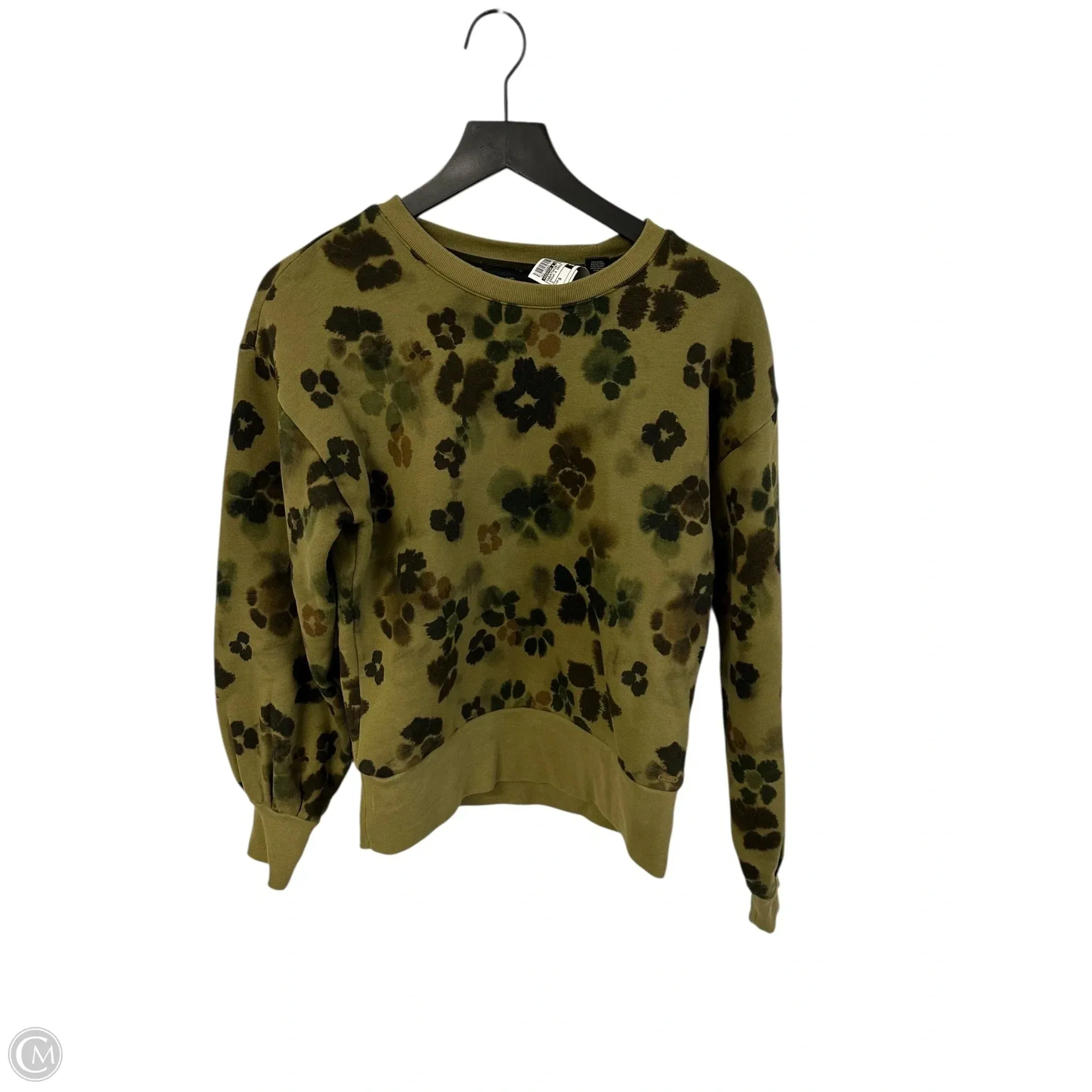 Wool Fit Stylish Blouse Sweatshirt Crewneck By Scotch & Soda In Brown & Green, Size: S