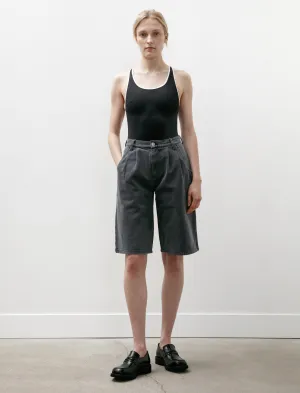 fade resistant color Vented Hem Details Flower Rivet Shorts Slate