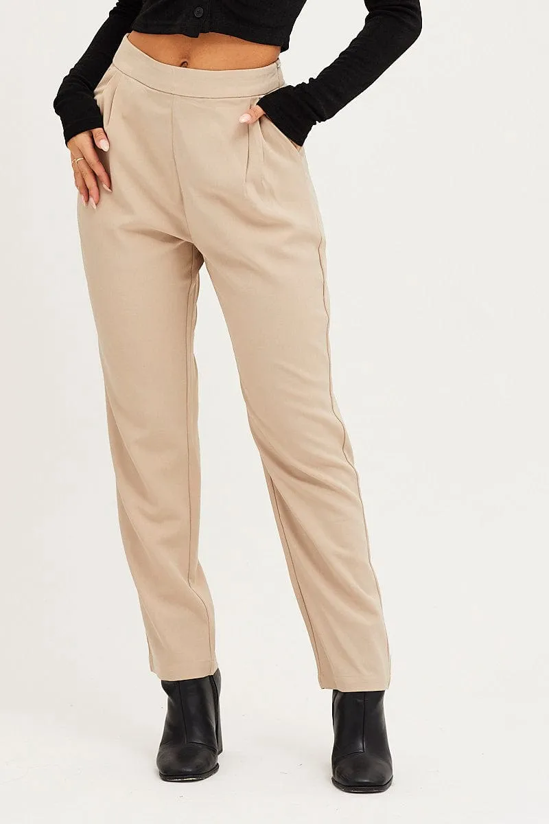 Thermal Regulating Brown Cropped Pants High Waist Workwear