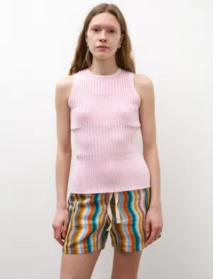 Fluted Sleeveless Top Pastel Pink Shimmer Core Professional Wear