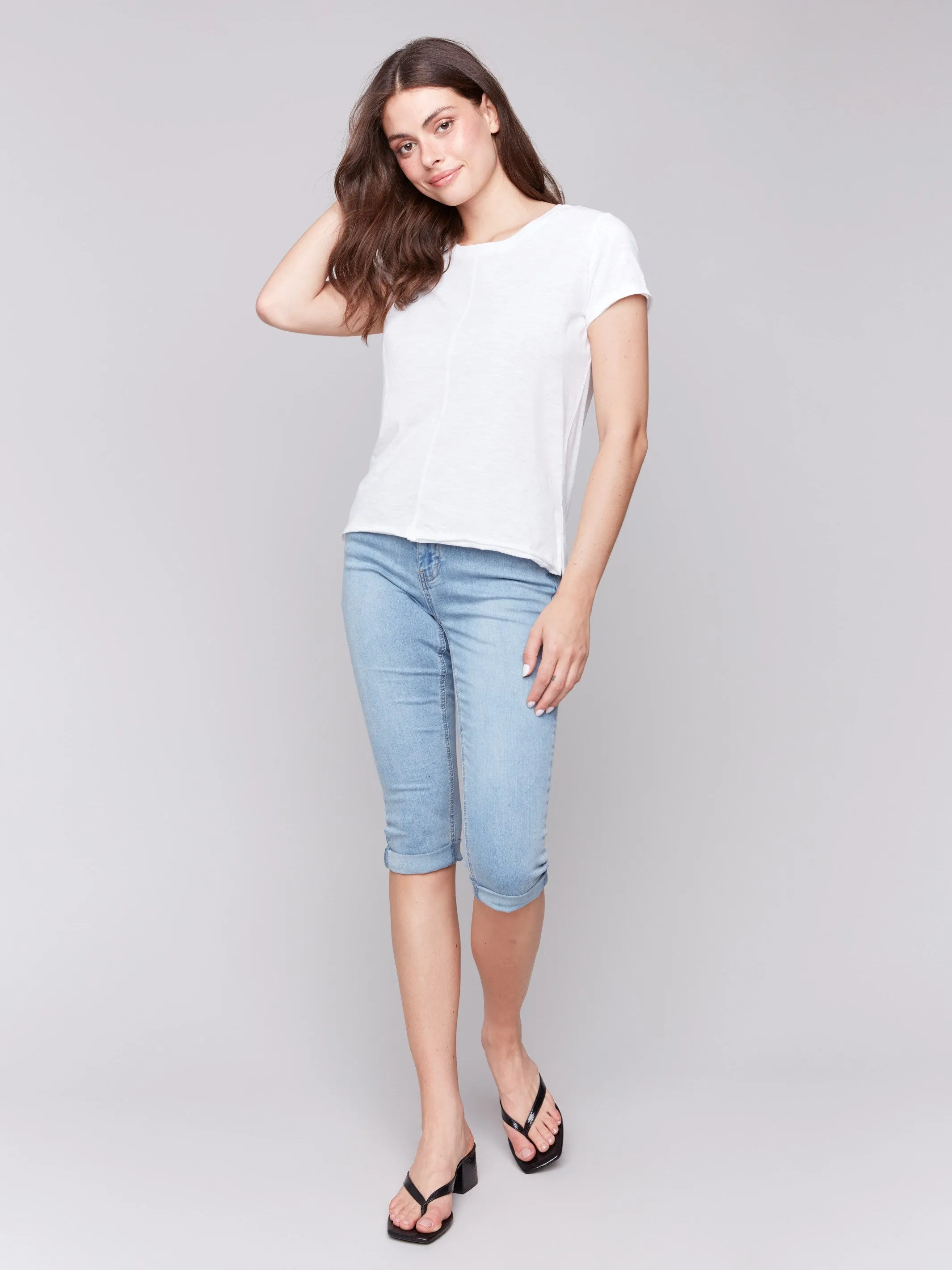 AllSeasonWear Layered Wear Organic Cotton Slub T-Shirt - White