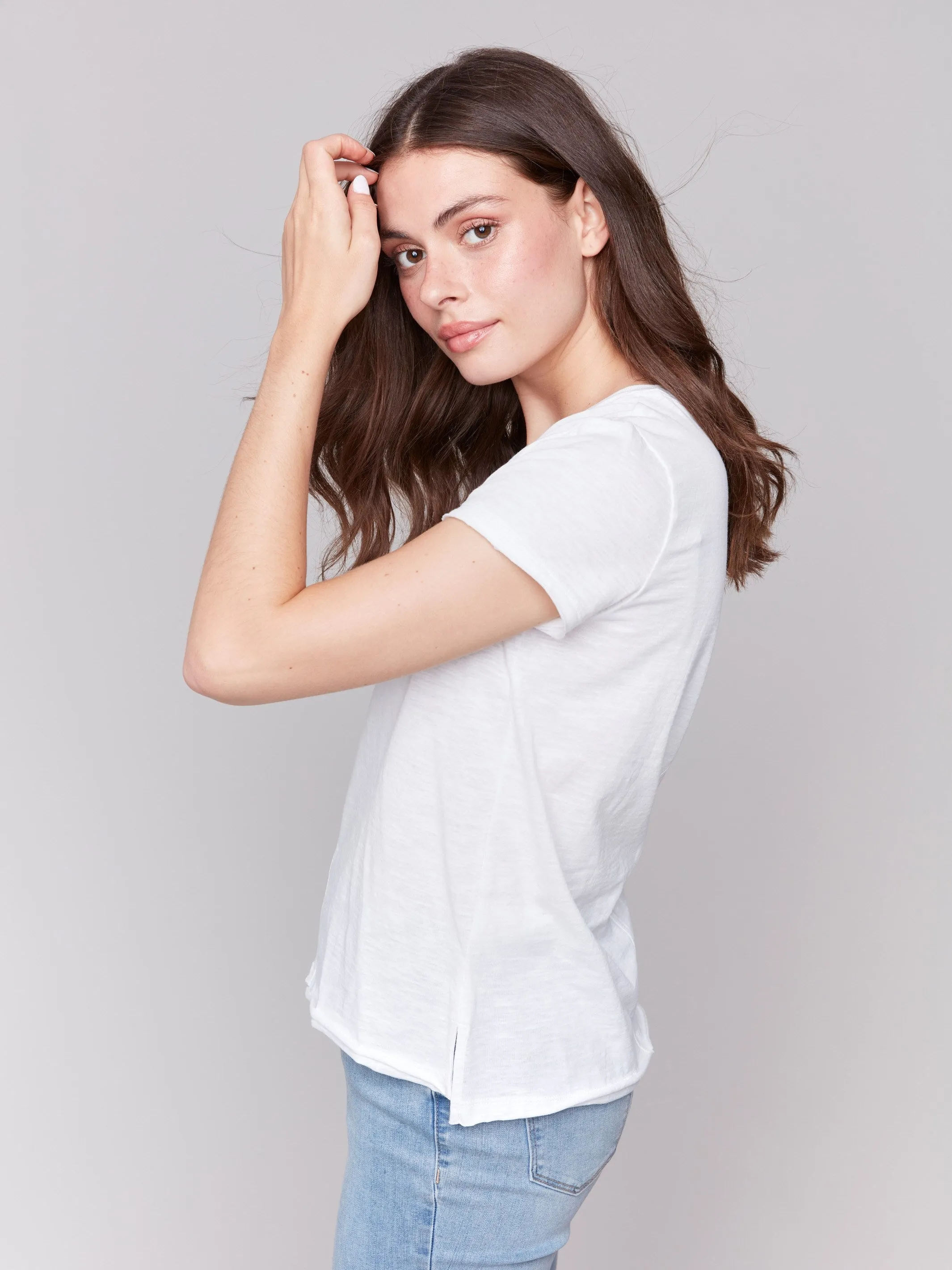 Organic Cotton Slub T-Shirt - White Buttery Soft Fabric