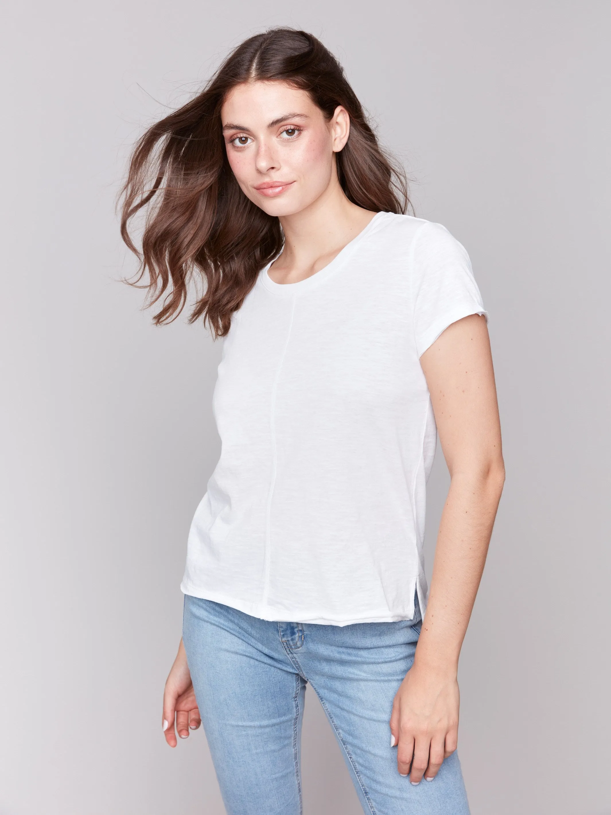 Retro Style Vegan Organic Cotton Slub T-Shirt - White
