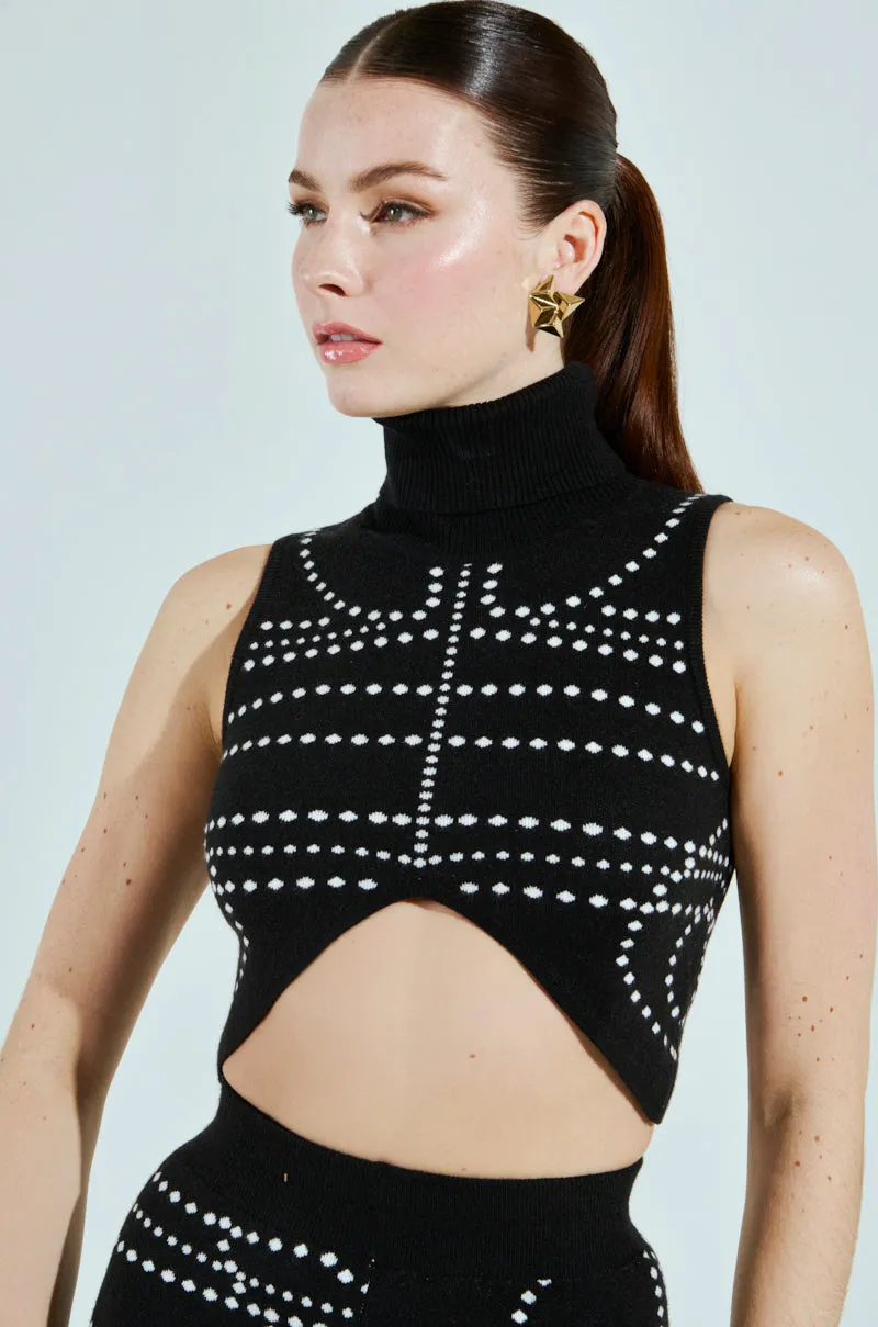 Reliable Long service life CROPPED DOTTED TURTLENECK SWEATER