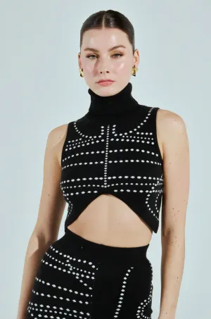 CROPPED DOTTED TURTLENECK SWEATER low quality