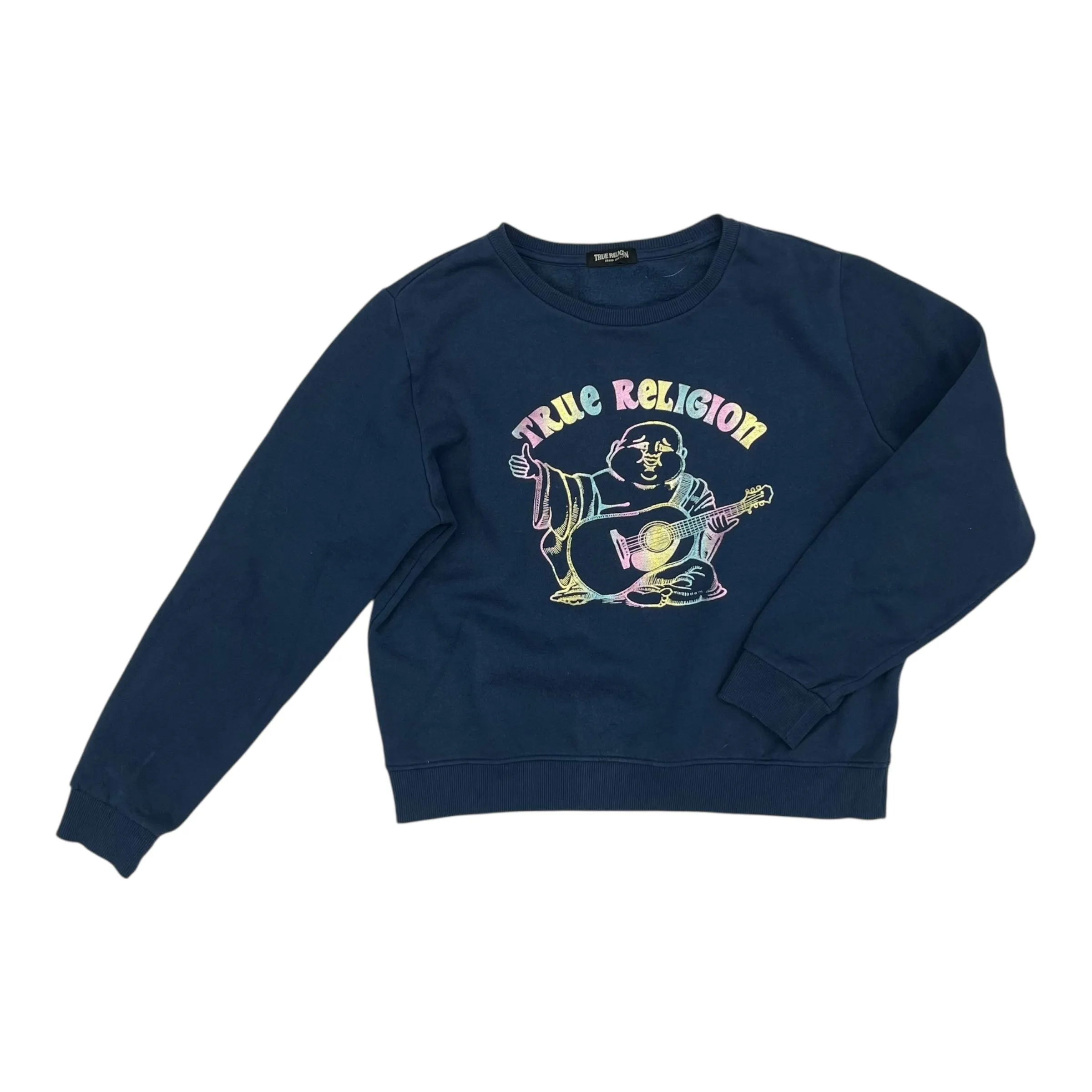 World Glow Classic Mode Sweatshirt Crewneck By True Religion In Blue, Size:Xs