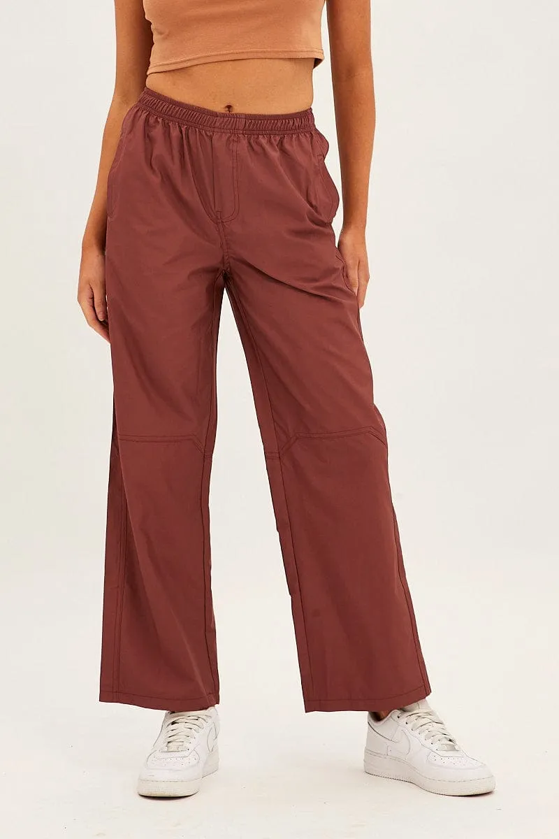 Brown Cargo Parachute Pants Comfortable Fit Wear Chilly Weather Fit