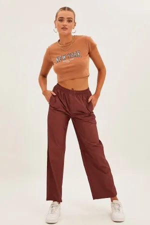 MoistureWicking TaglessLabel Brown Cargo Parachute Pants