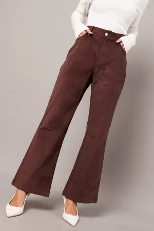 TaglessLabel Brown Wide Leg Pants High Rise Corduroy