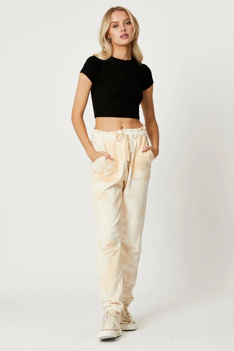 Versatile Layer Transitional Style Multi Track Pants Elastic Waist