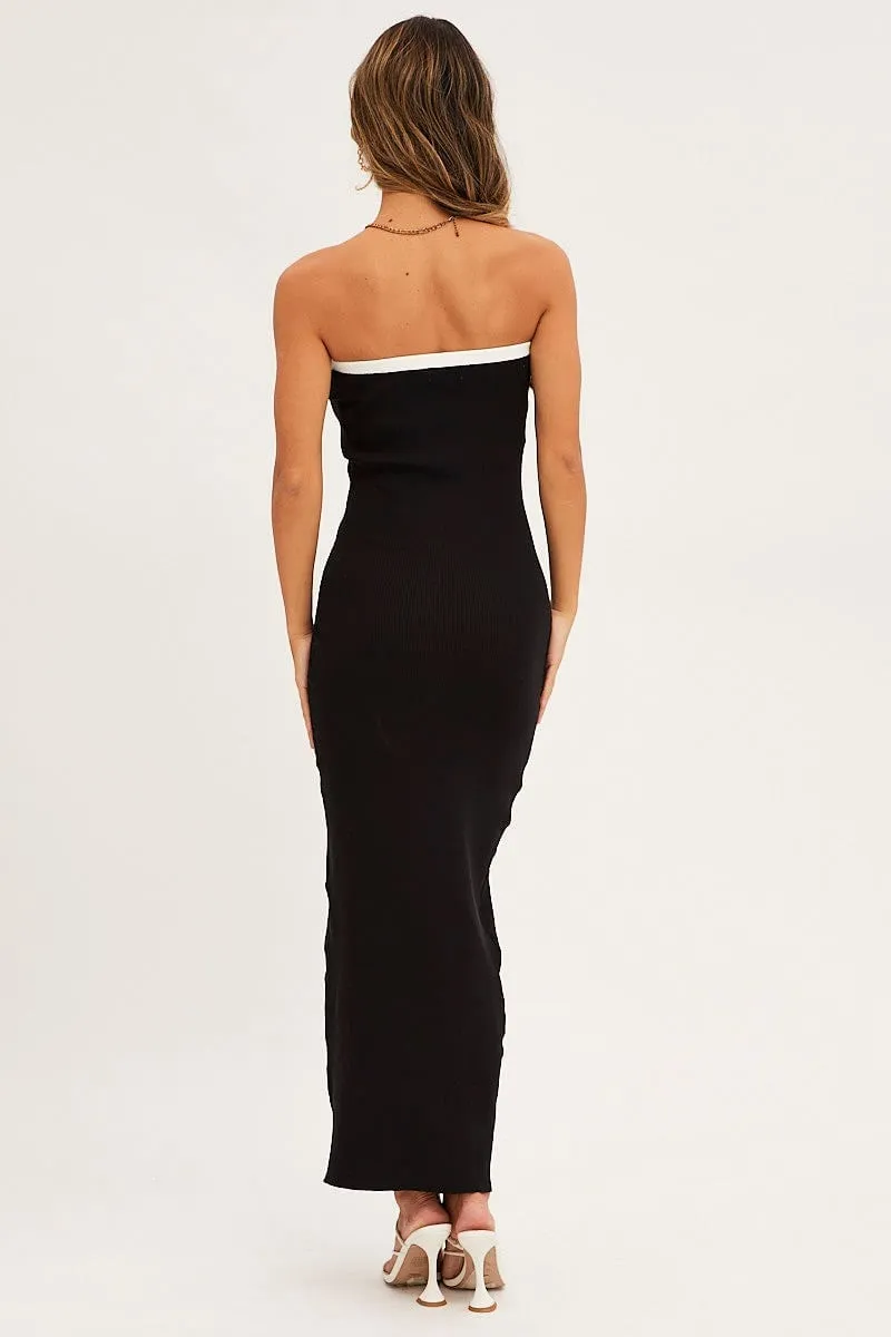 Inner Glow Black Cut Out Knit Midi Dress