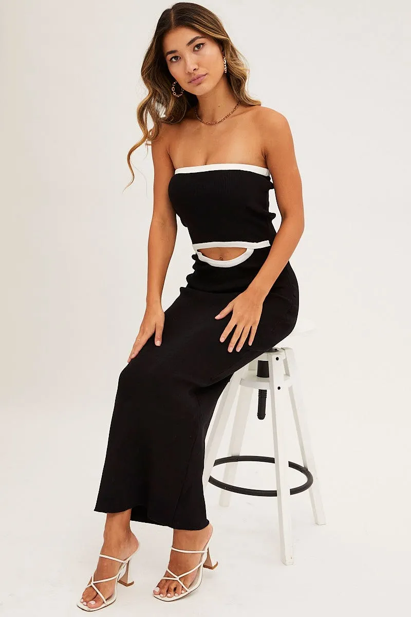 Black Cut Out Knit Midi Dress Joyful Self