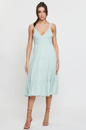 Timeless elegance british retro Green Midi Dress Sleeveless V Neck