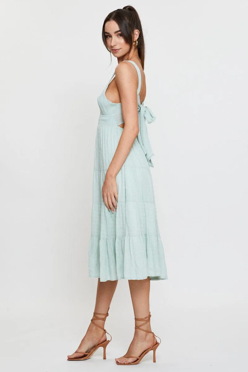 Green Midi Dress Sleeveless V Neck Fresh Shore Stylish Comfort