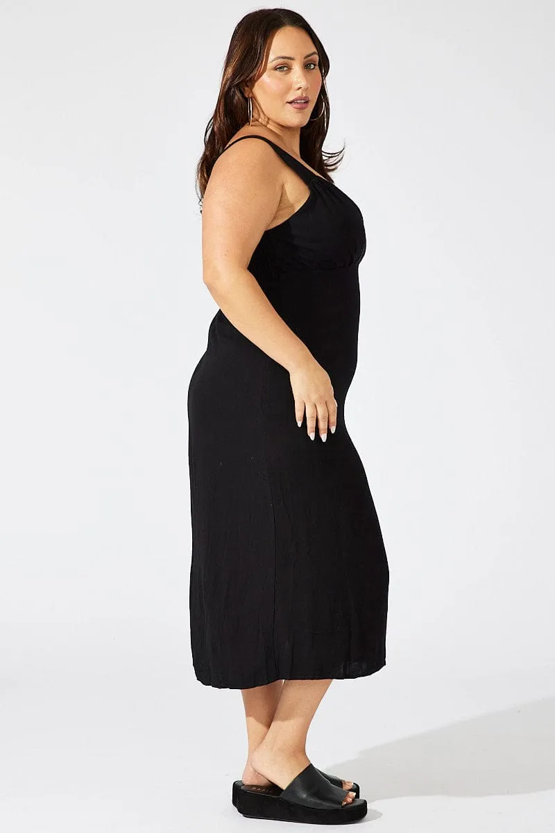 Black Slip Dress Sleeveless Linen Blend Cotton Shade Silk Glow