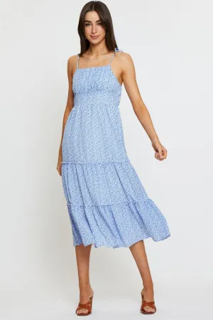Court Yard Print A Line Dress Sleeveless