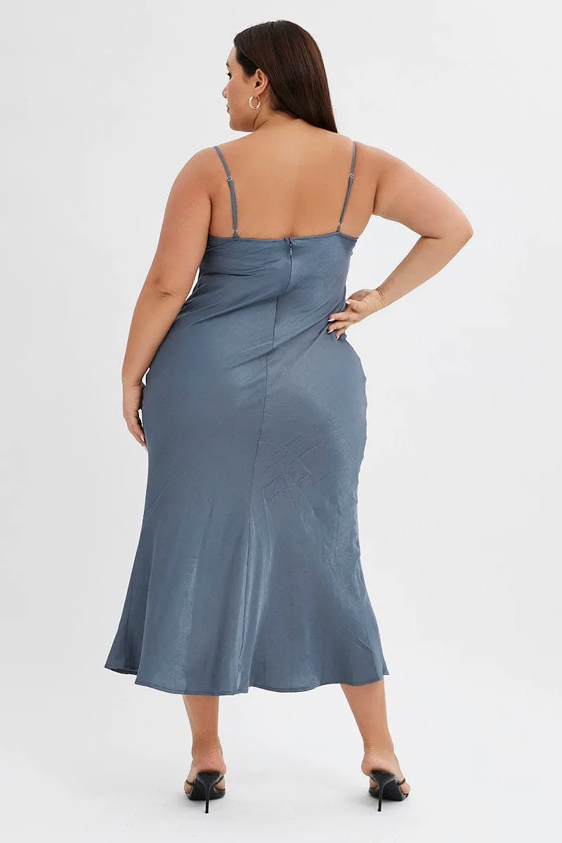 Urban Cool Grey Slip Dress Sleeveless Maxi