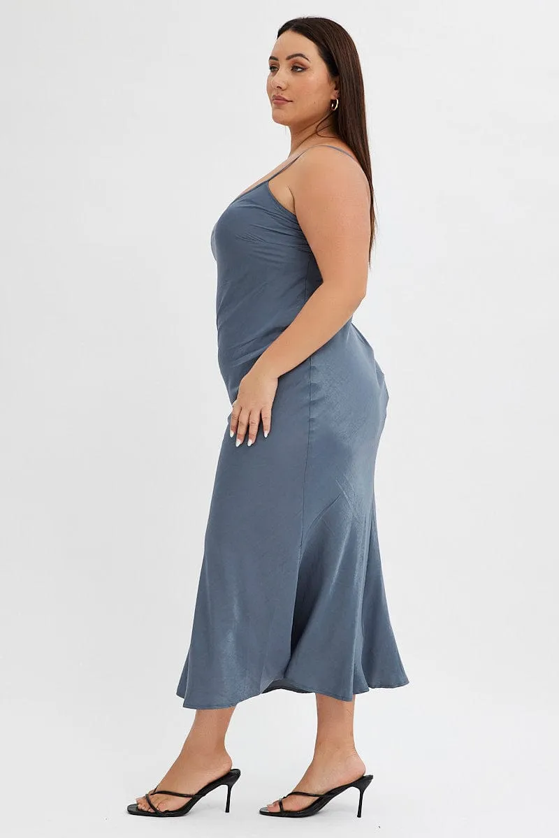 Organza Air Grey Slip Dress Sleeveless Maxi