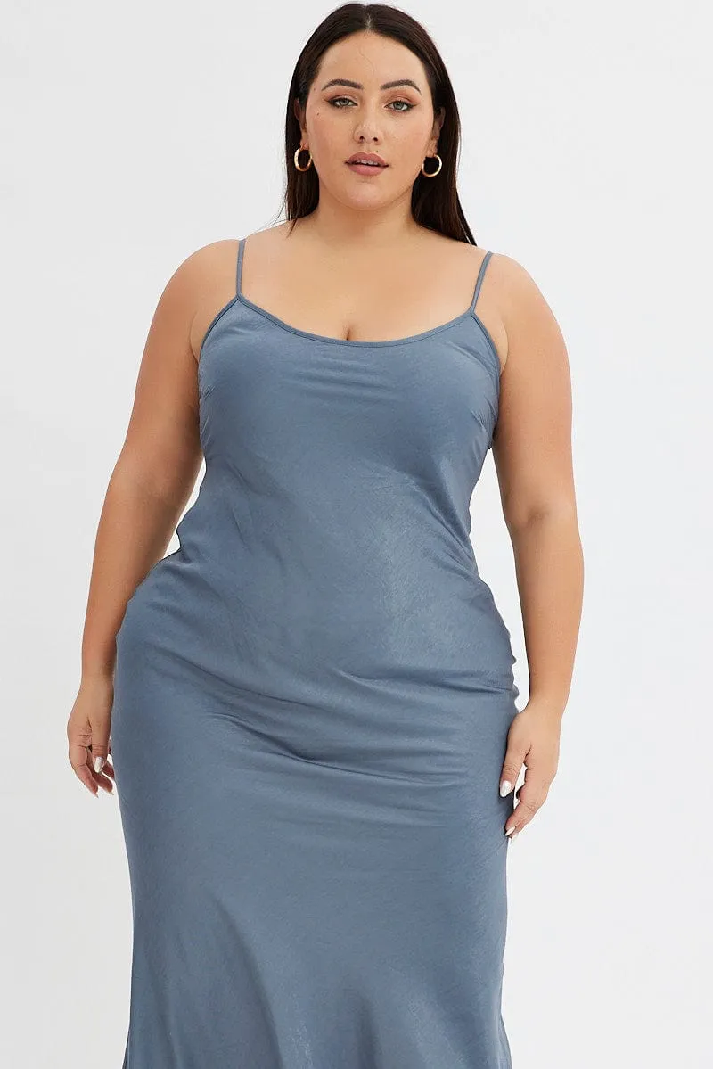 Flowing long gown Grey Slip Dress Sleeveless Maxi