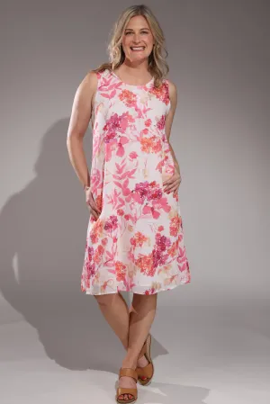 Printed Cotton Dress with pockets | PINK GARDEN | 6279A1 Leather Core