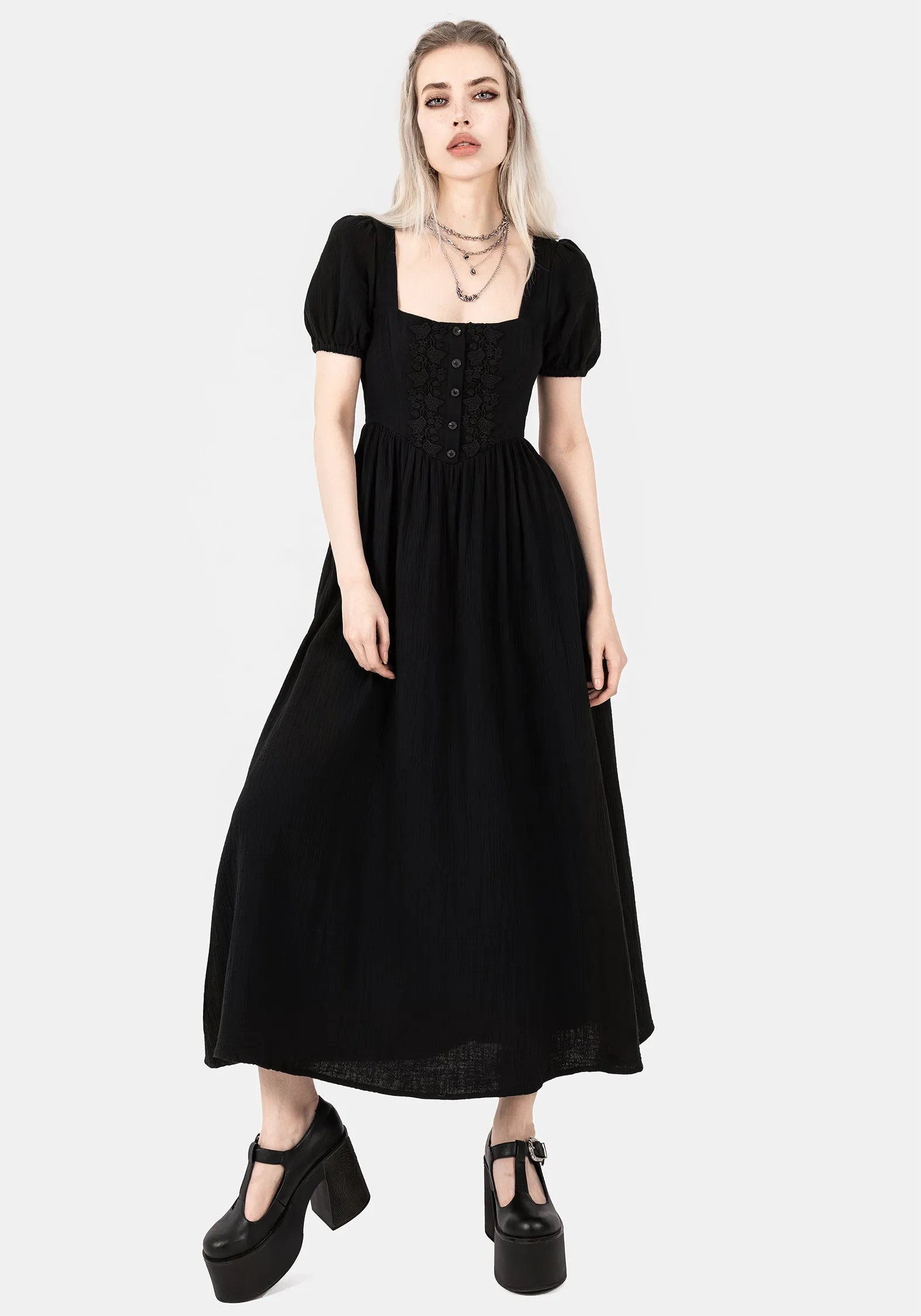 Country Lane Alder Cotton Detail Midaxi Dress