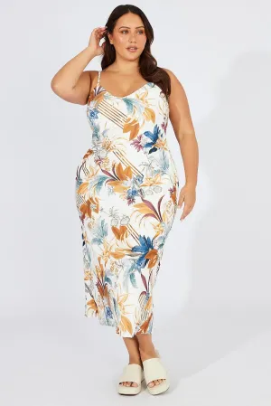 Multi Floral Bias Maxi Conversation Print Dress Island Edge Wild Flower