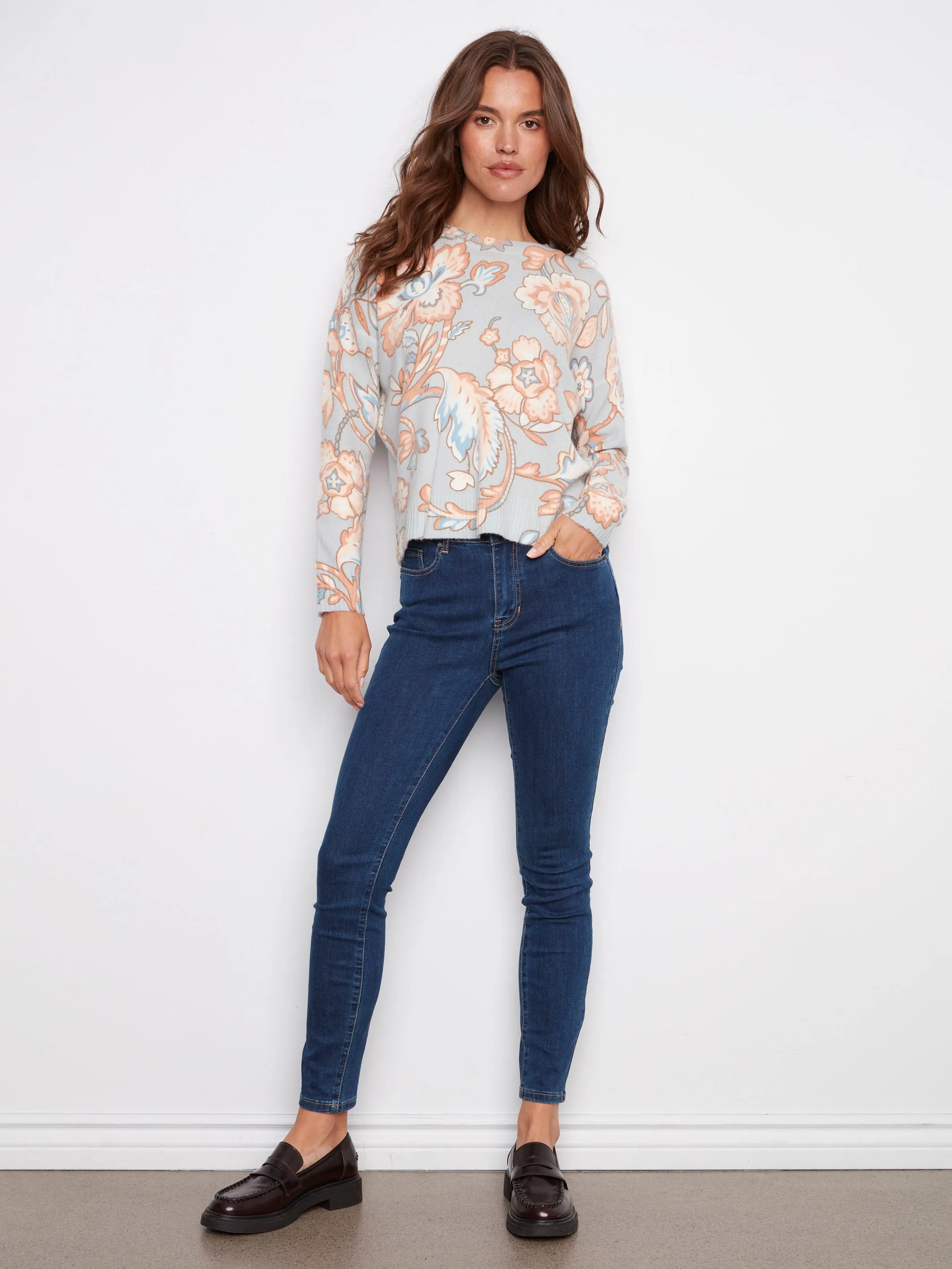 Printed Crew Neck Sweater - Baroque Fashionable knitwear