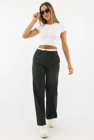 Black Tailored Pants Boxer Wide Leg Workout-ready