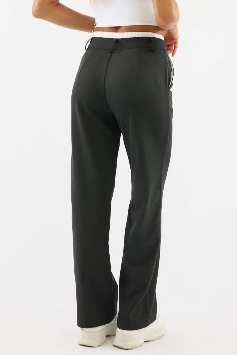 Reflective Trim Options Black Tailored Pants Boxer Wide Leg