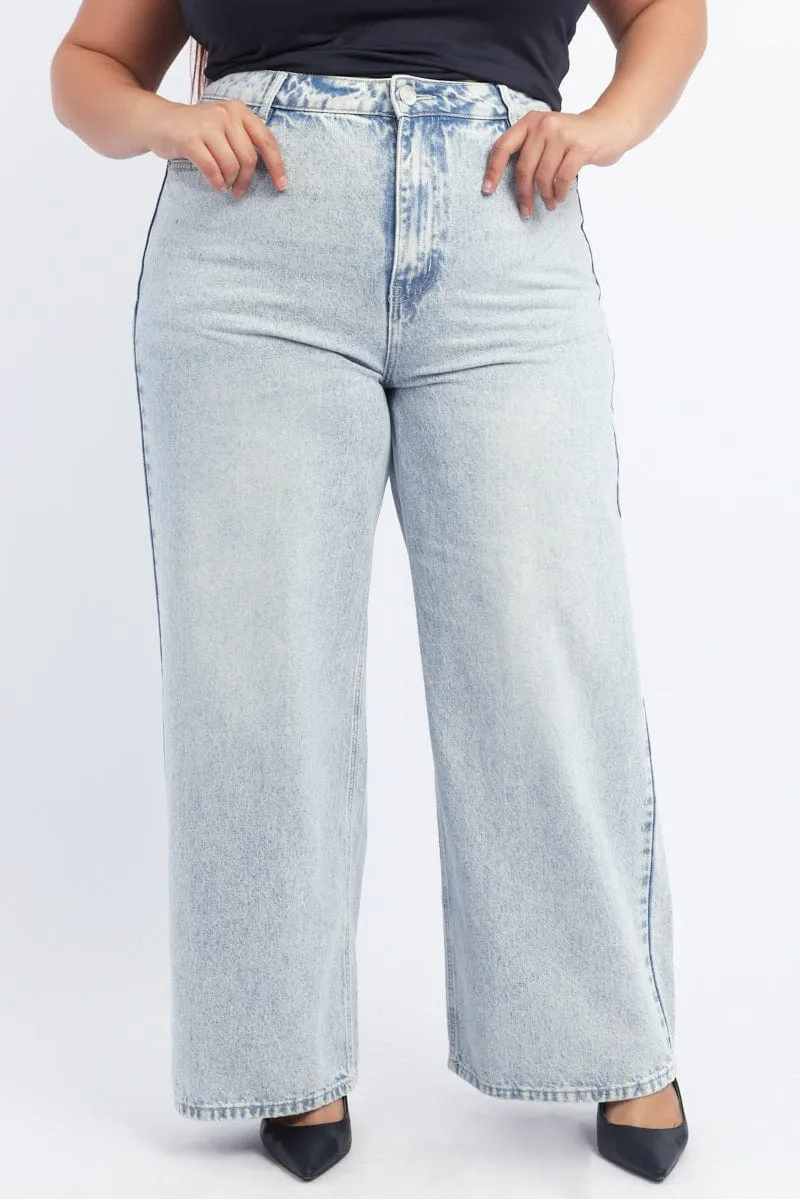 Shrink Resistant Denim Denim Wide Leg Jeans