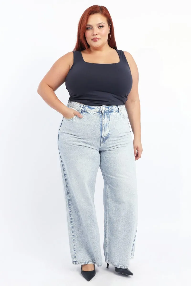 Denim Wide Leg Jeans Motion Ease
