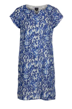 Light Flow Repair Fit Printed Cotton Dress with pockets | Mid Blue Aztec | 6278A1