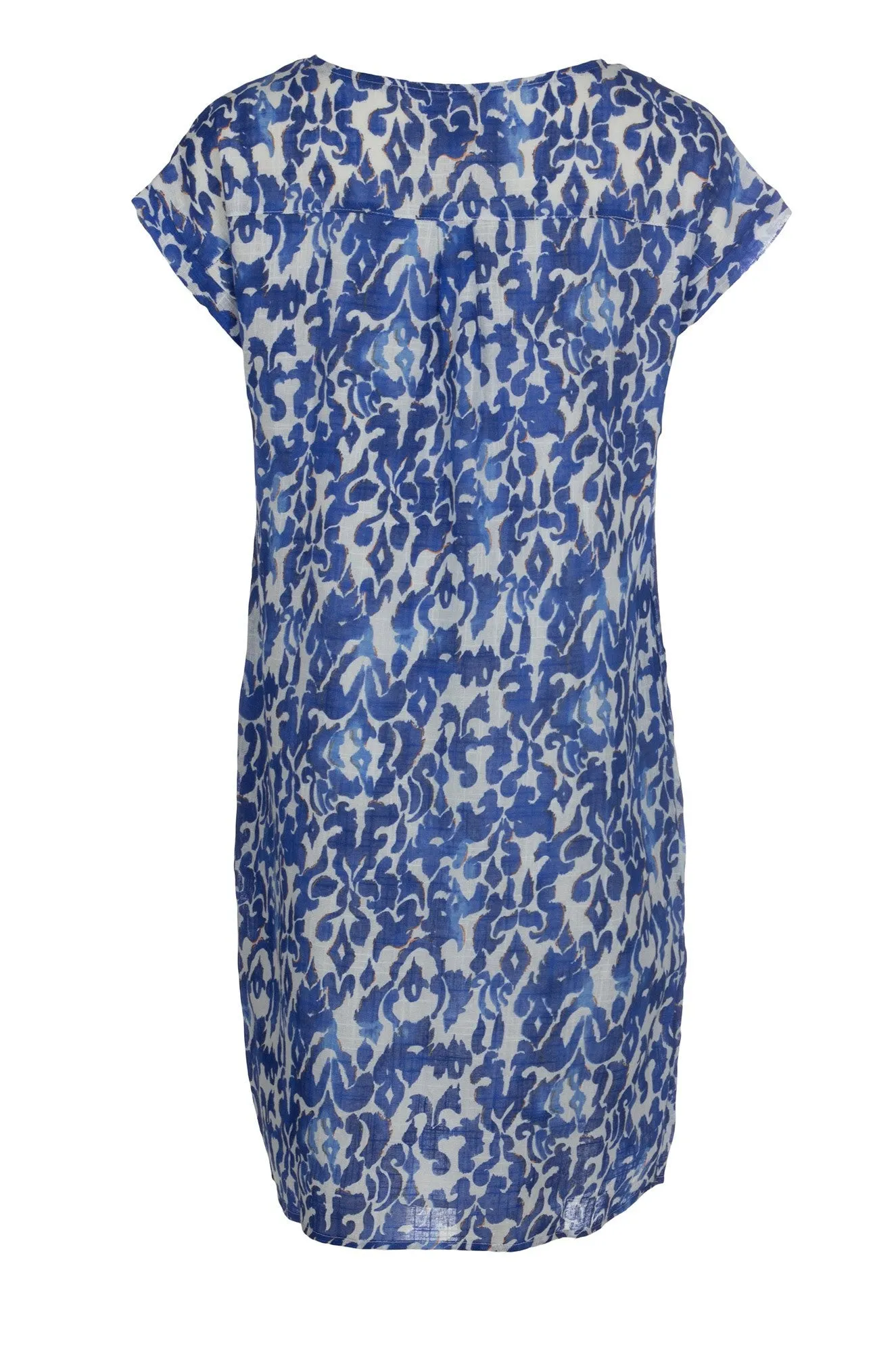 Shoot Mood Active Wear Printed Cotton Dress with pockets | Mid Blue Aztec | 6278A1