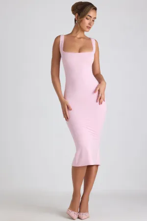Modal Lace-Trim Midaxi Dress in Soft Pink Smart Casual