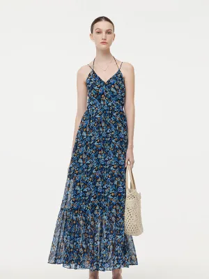 10MM Mulberry Silk Halterneck Slip Maxi Dress With Detachable Chest Pads Loose Thread Play Mode