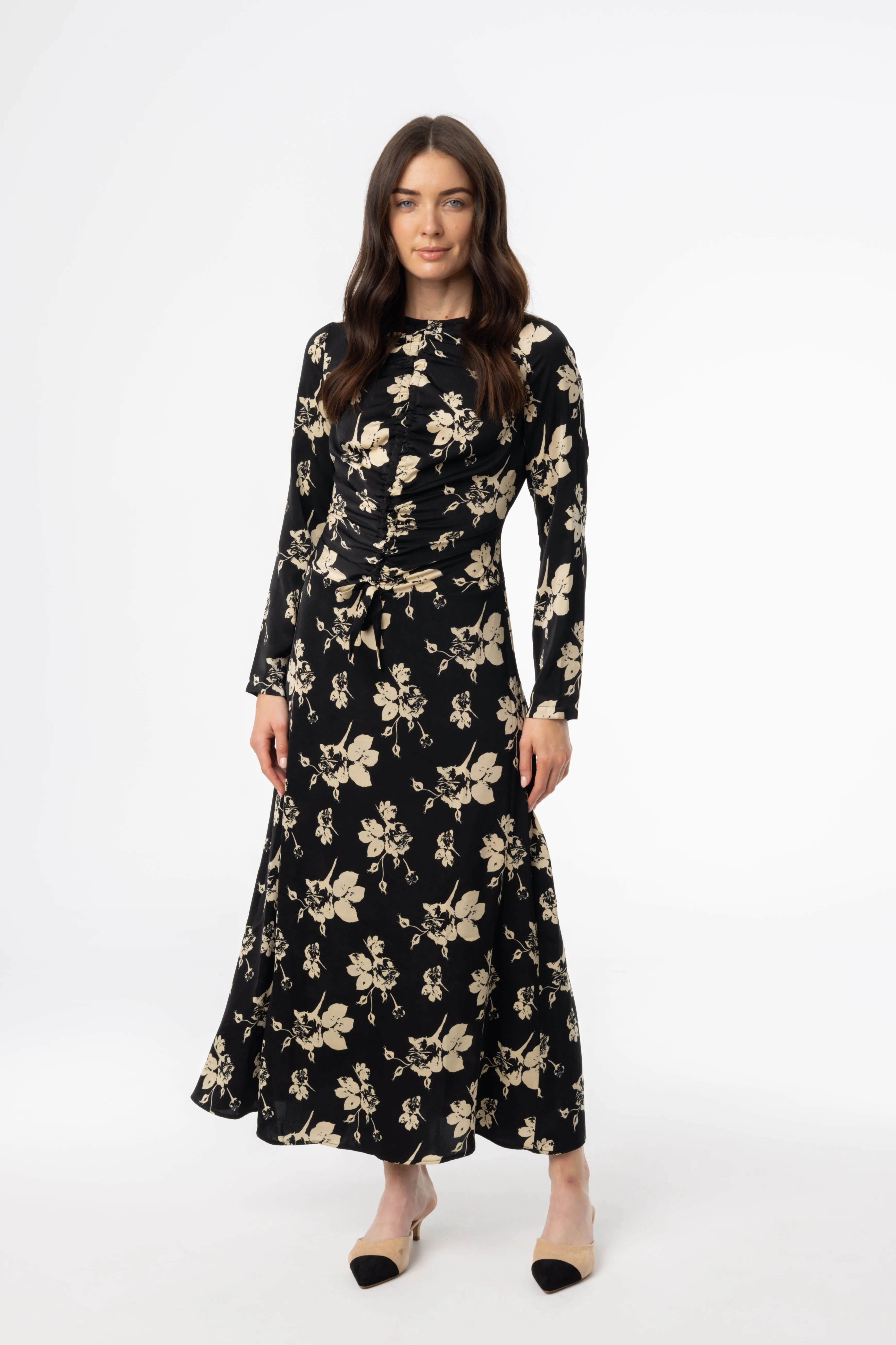 Black Floral Ruched Maxi Dress Spring Glow Sporty Shorts
