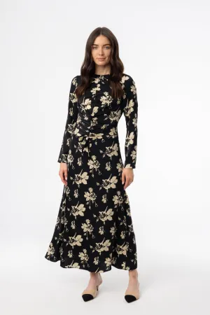 Black Floral Ruched Maxi Dress Spring Glow Sporty Shorts