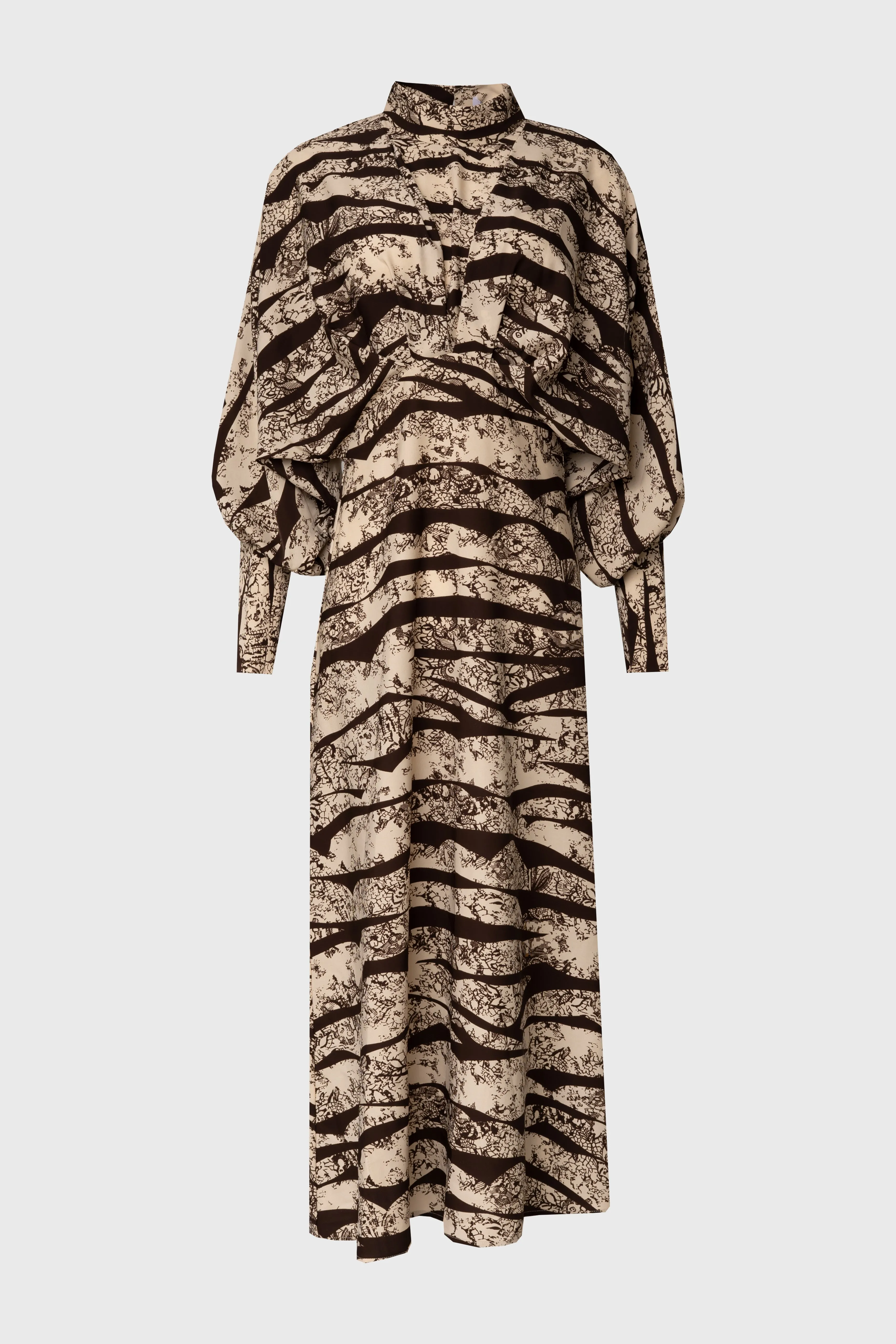 Brown Printed Draped Maxi Dress Design Soul