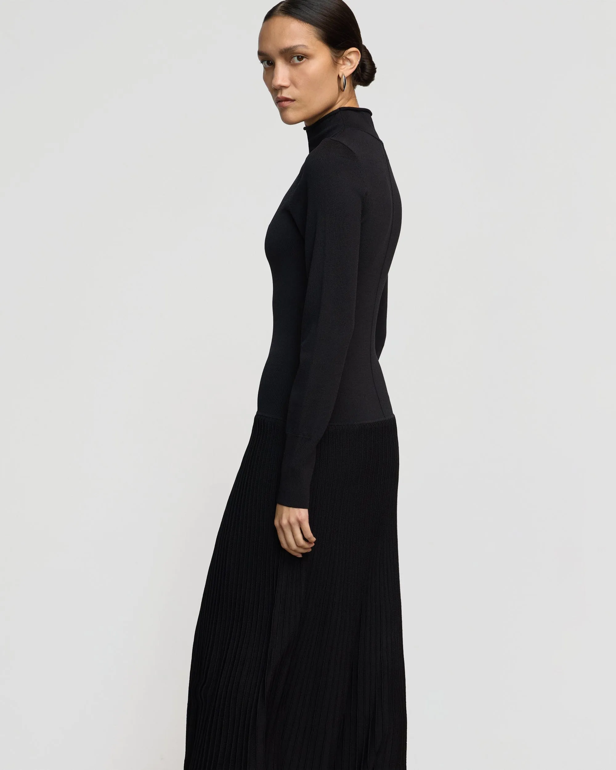 Chandra Ottoman-Knit Long-Sleeve Dress Chic Design Comfortable Pants