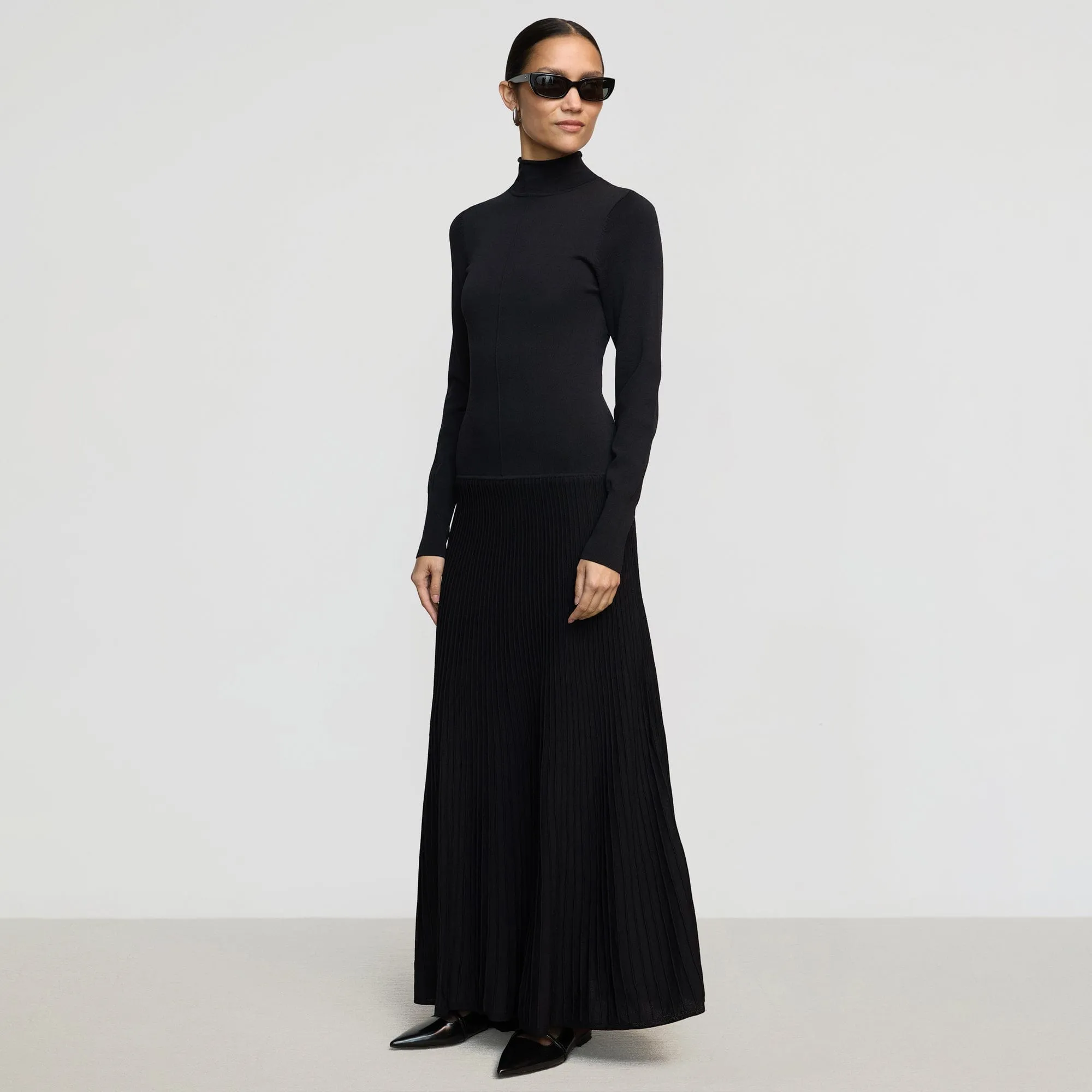 Chandra Ottoman-Knit Long-Sleeve Dress Versatile Fashion Ventilated Back Panel