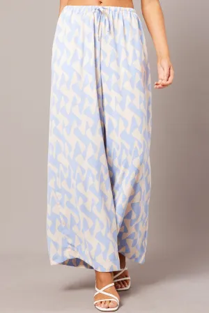 Fast Move Blue Geo Wide Leg Pants High Rise