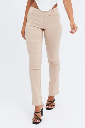 Modern Style Beige Low Rise Pant Slim Leg