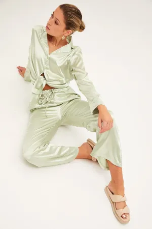 Trendy Look Green Wide Leg Pants