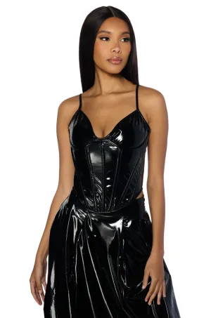 ONE STEP AHEAD VINYL FITTED CORSET Illuminated Seam Free Edges