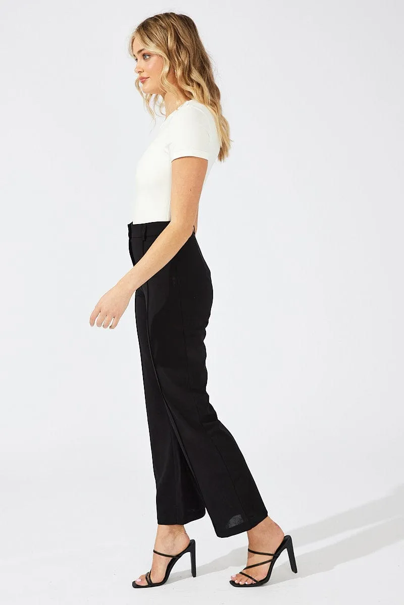 Black Wide Leg Pants High Rise Workwear All-day Comfort No Ride Up Design