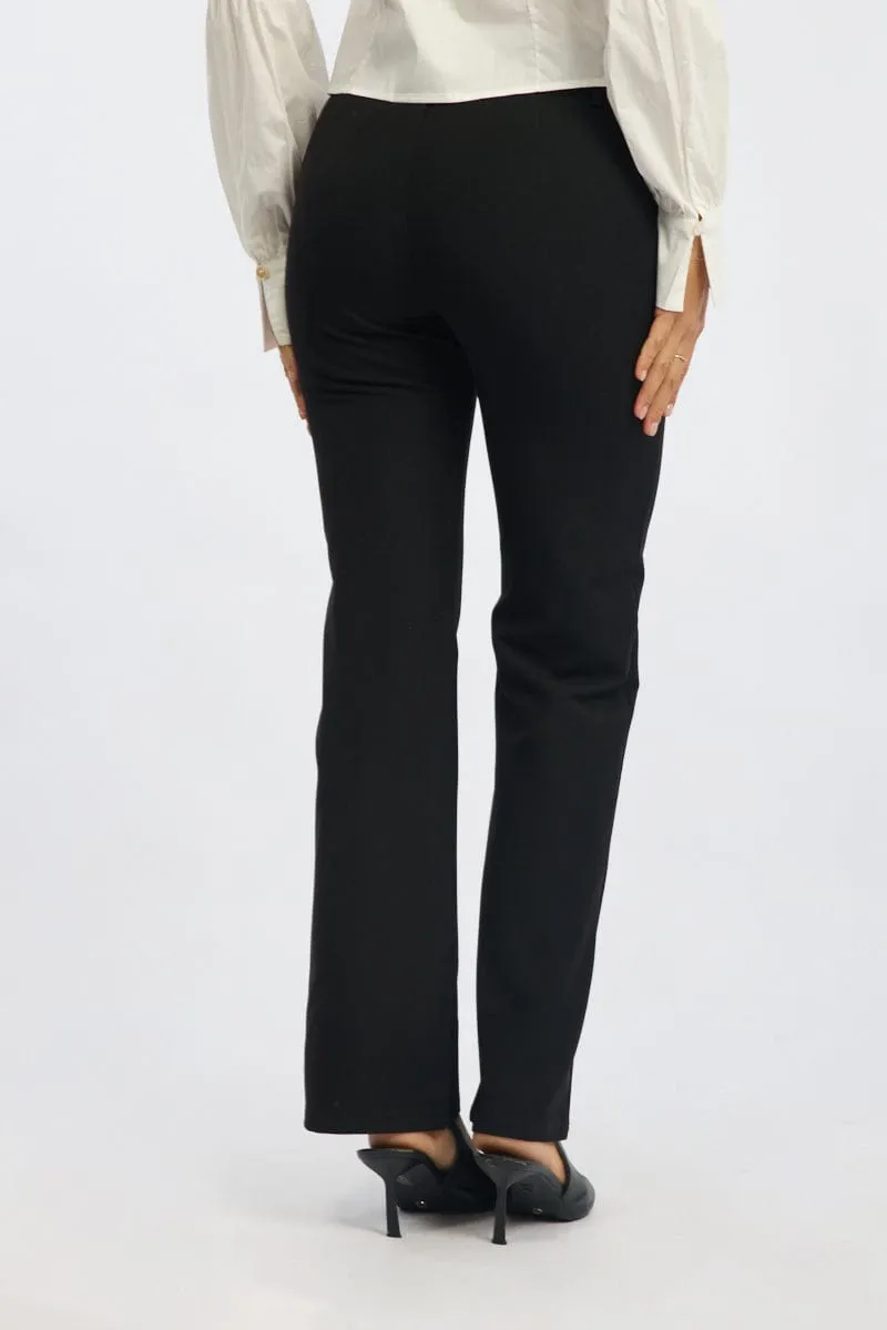WaterRepellent Plaid detail Black Workwear Pant Mid Rise