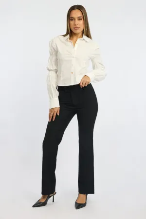 Anti Pilling Finish Functional fashion wear Black Workwear Pant Mid Rise