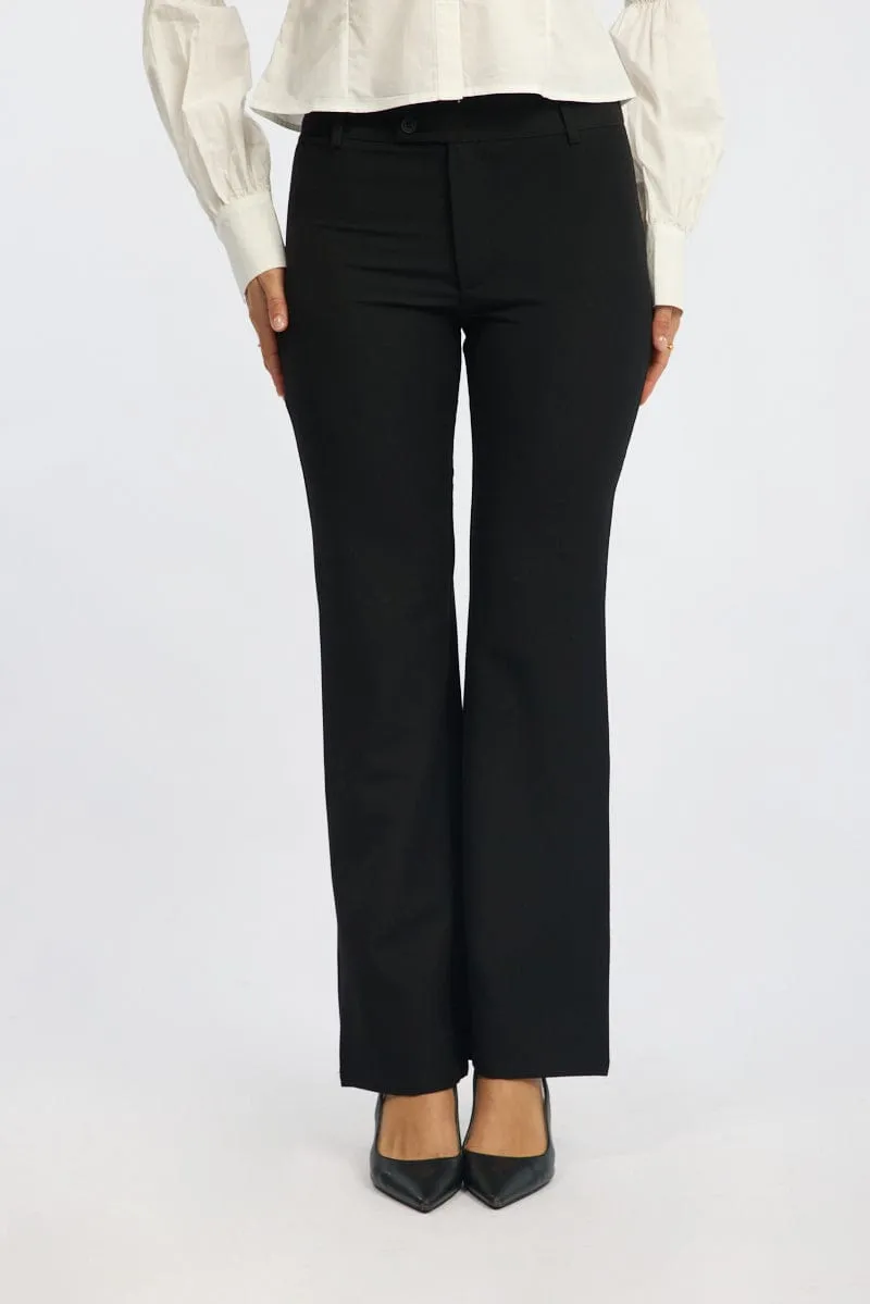 Simple and Cozy Comfortable Style Black Workwear Pant Mid Rise